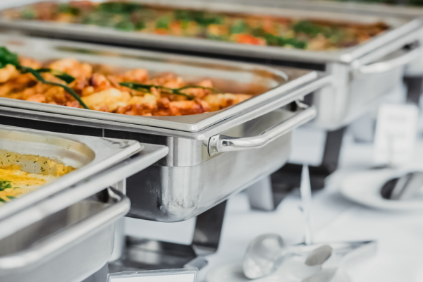 Buffet spread on a white table